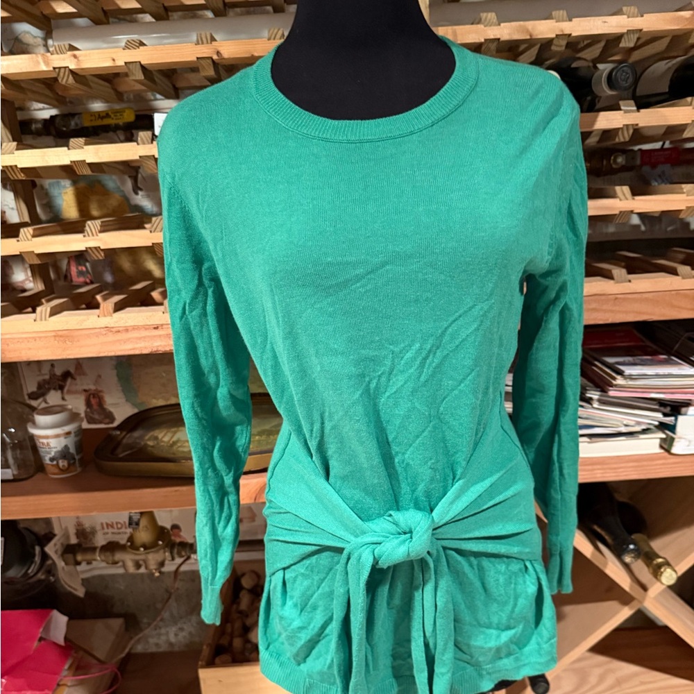Vince‎ Camuto Emerald Green Tie-Front Long Sleeve Top